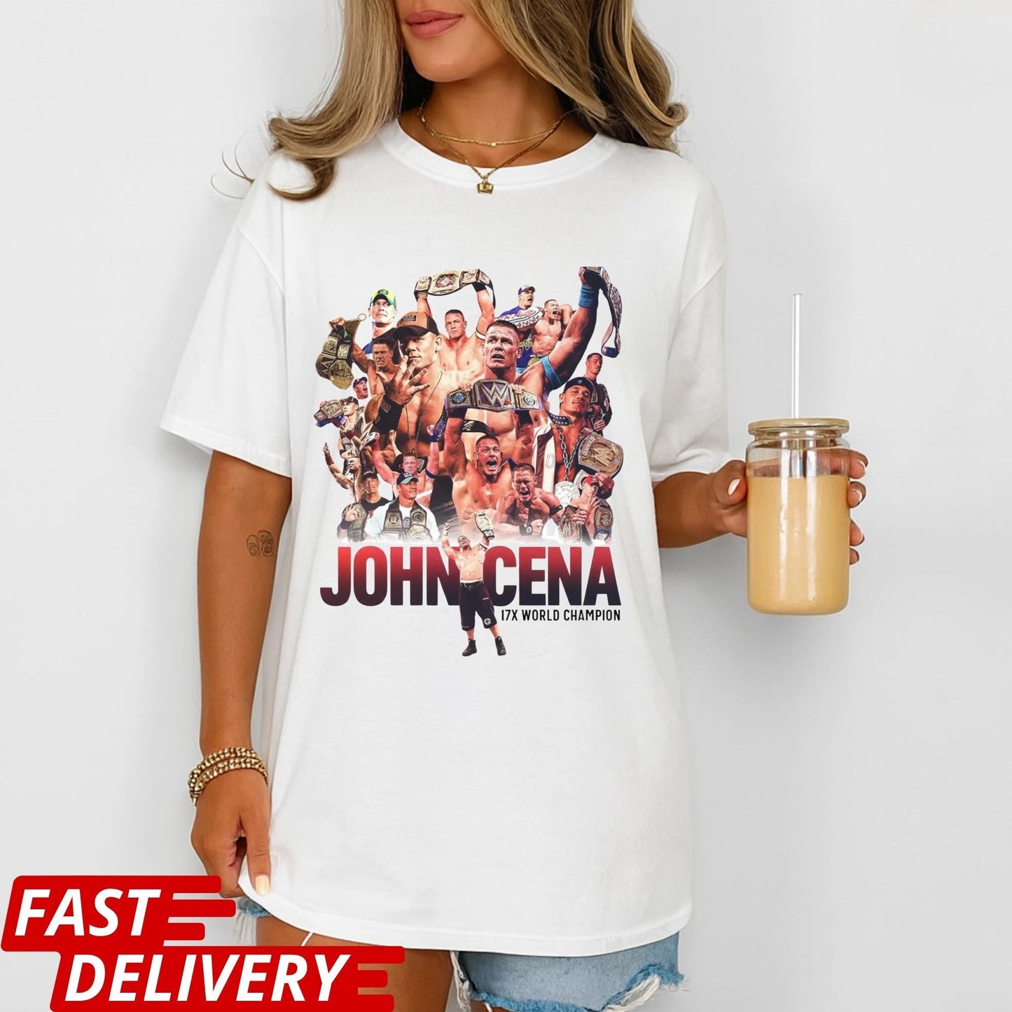 John Cena T-Shirt, John Cena 17x World Champion Shirt, Wrestling Legend Graphic Tee, WWE Superstar Fan Shirt, Unisex Wrestling Tee