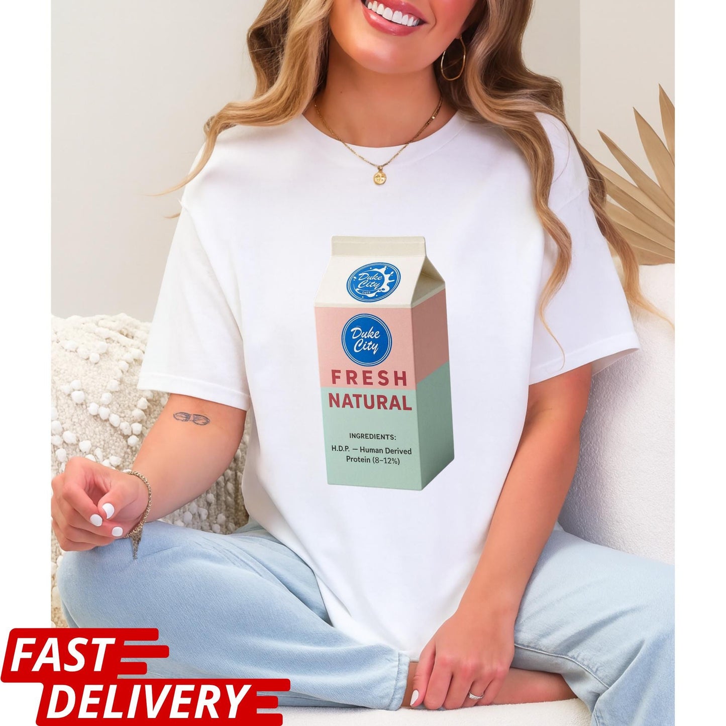 Pluribus HDP Milk Carton T-Shirt, Human-Derived Protein (HDP) Design, Pluribus Series Fan Shirt, John Cena Cameo Tee, Dark Sci-Fi TV Shirt