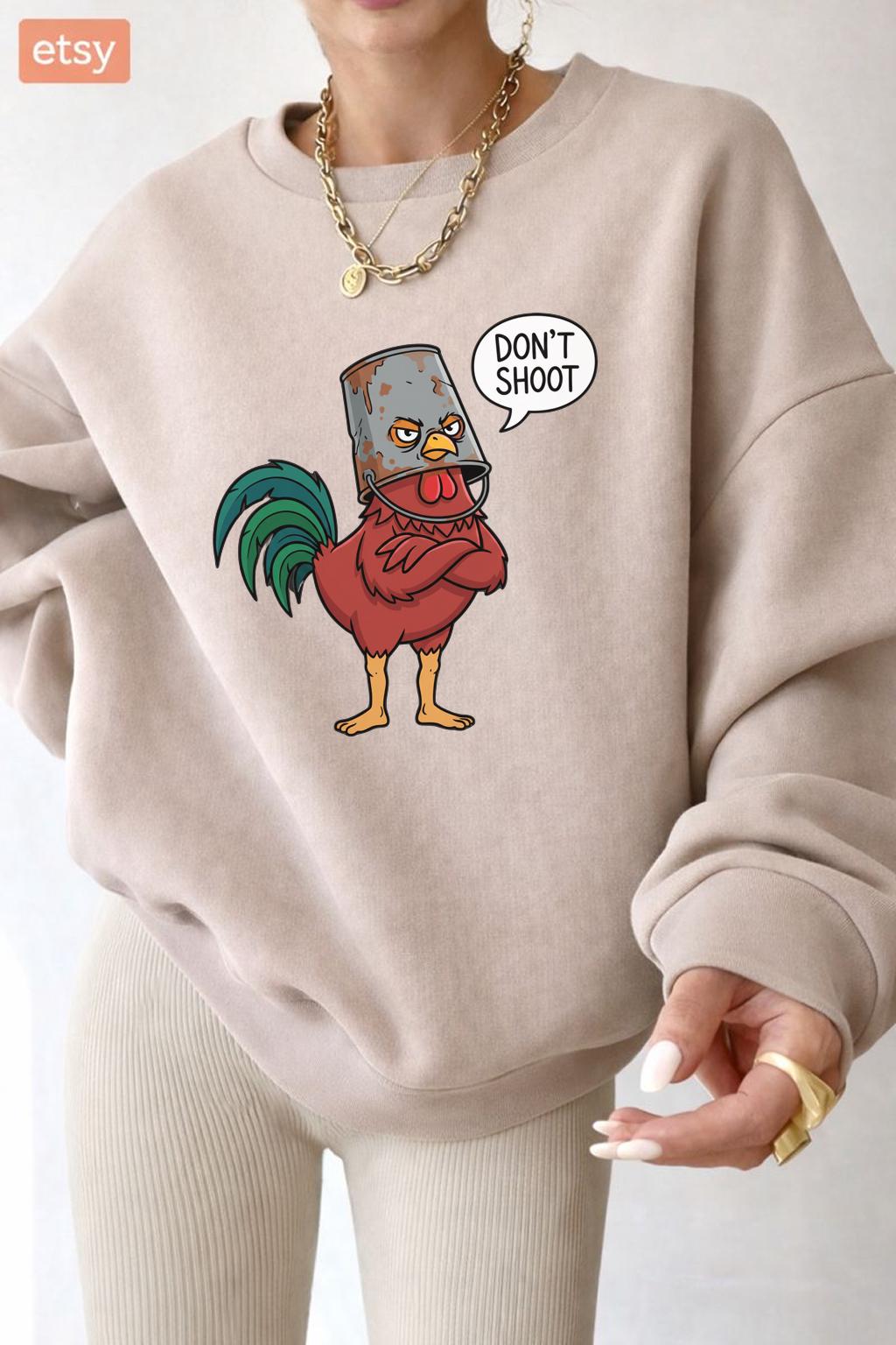 Arc Raiders Funny T Shirt, Don’t Shoot Gamer Meme Tee, Arc Raiders Chicken Shirt, Sarcastic Arcade Graphic TShirt, Unisex Gamer Tee