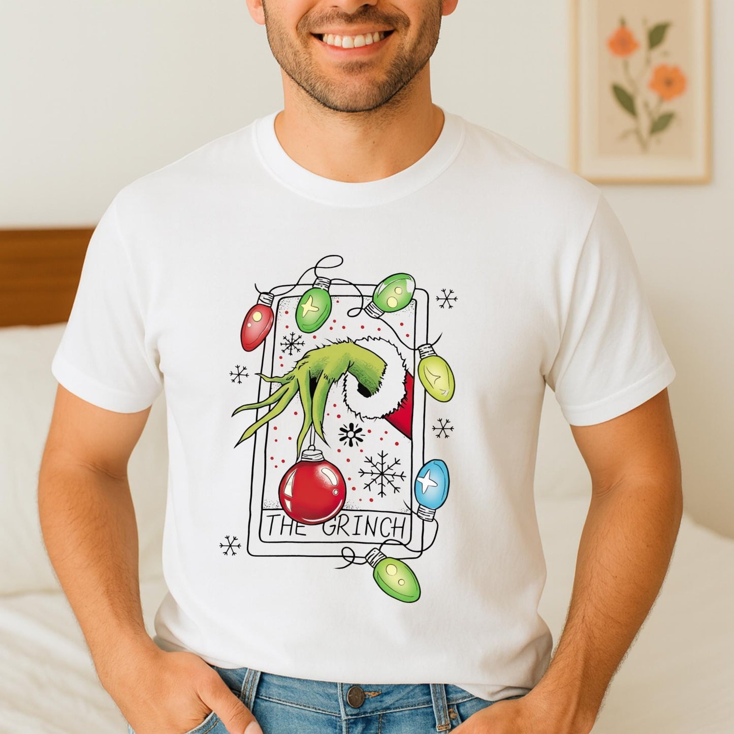 Funny Christmas Chief Parody T-Shirt, Green Mischief Hand Holiday Tee, Chief Xmas Lights Graphic Shirt, Cute Festive Cartoon Top