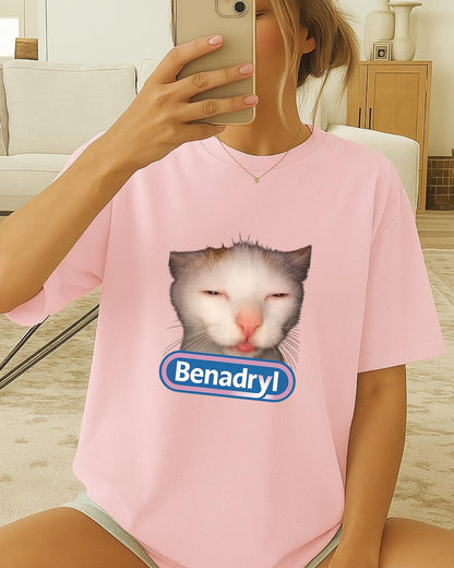 Benadryl Meme Cat Shirt, Funny Sleepy Cat T Shirt, Viral Benadryl Cat Meme Tee, Tired Cat Humor Shirt, Unisex Funny Graphic Tee