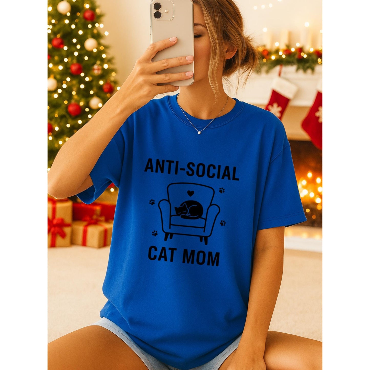 Anti Social Cat Mom T-Shirt, Funny Cat Lover Tee, Introvert Cat Mom Shirt, Cute Cozy Cat Graphic Top, Gift for Cat Moms, Funny Cat Shirt