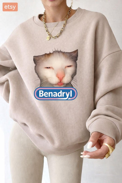 Benadryl Meme Cat Shirt, Funny Sleepy Cat T Shirt, Viral Benadryl Cat Meme Tee, Tired Cat Humor Shirt, Unisex Funny Graphic Tee