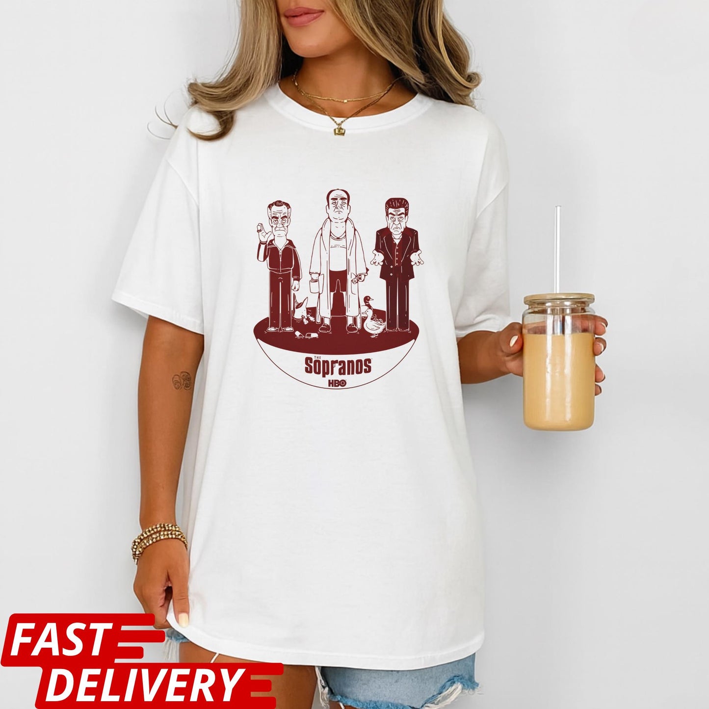 The Sopranos Cartoon Shirt, HBO Gangster TV Show Tee, Retro Mafia Graphic T-Shirt, Funny Mobster Gift, Vintage Crime Series Merch