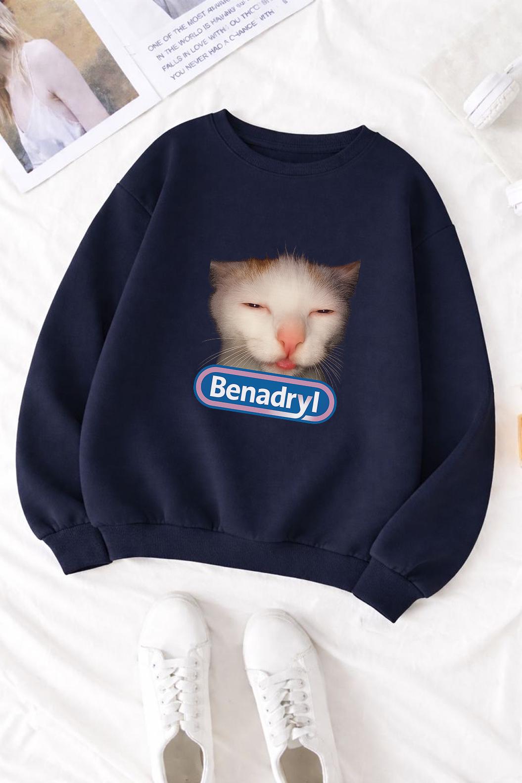 Benadryl Meme Cat Shirt, Funny Sleepy Cat T Shirt, Viral Benadryl Cat Meme Tee, Tired Cat Humor Shirt, Unisex Funny Graphic Tee