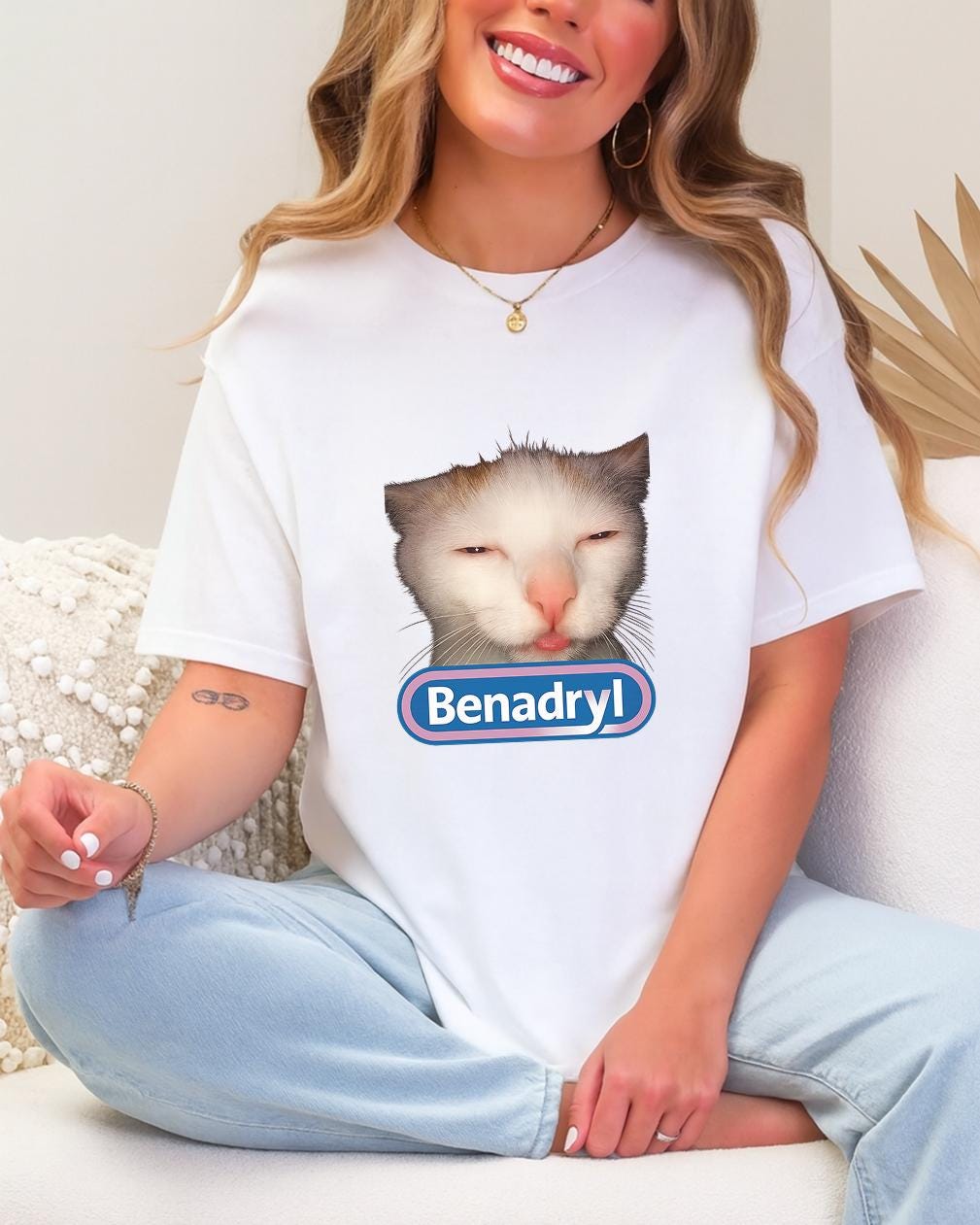 Benadryl Meme Cat Shirt, Funny Sleepy Cat T Shirt, Viral Benadryl Cat Meme Tee, Tired Cat Humor Shirt, Unisex Funny Graphic Tee