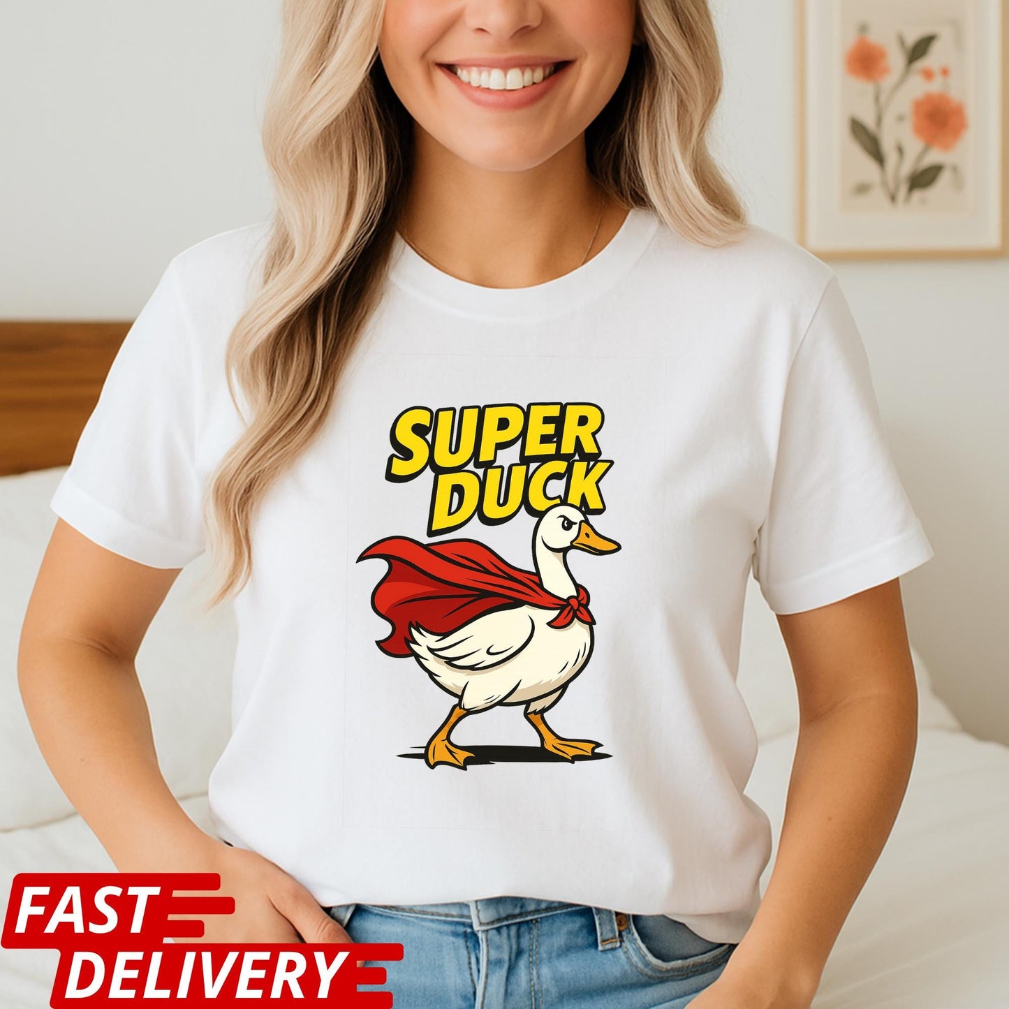 Super Duck Shirt, Funny Cartoon Duck T-Shirt, Superhero Animal Graphic Tee, Cute Comic Duck Tee, Gift for Duck Lovers, Silly Animal Shirt