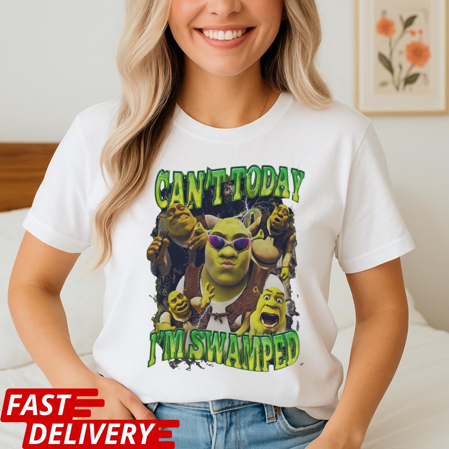 Funny Shrek Meme Shirt: Can't Today I'm Swamped, Funny Meme Shirt, Can't Today I'm Swamped Tee, Chaotic Humor Graphic Tee, Cartoon T-Shirt