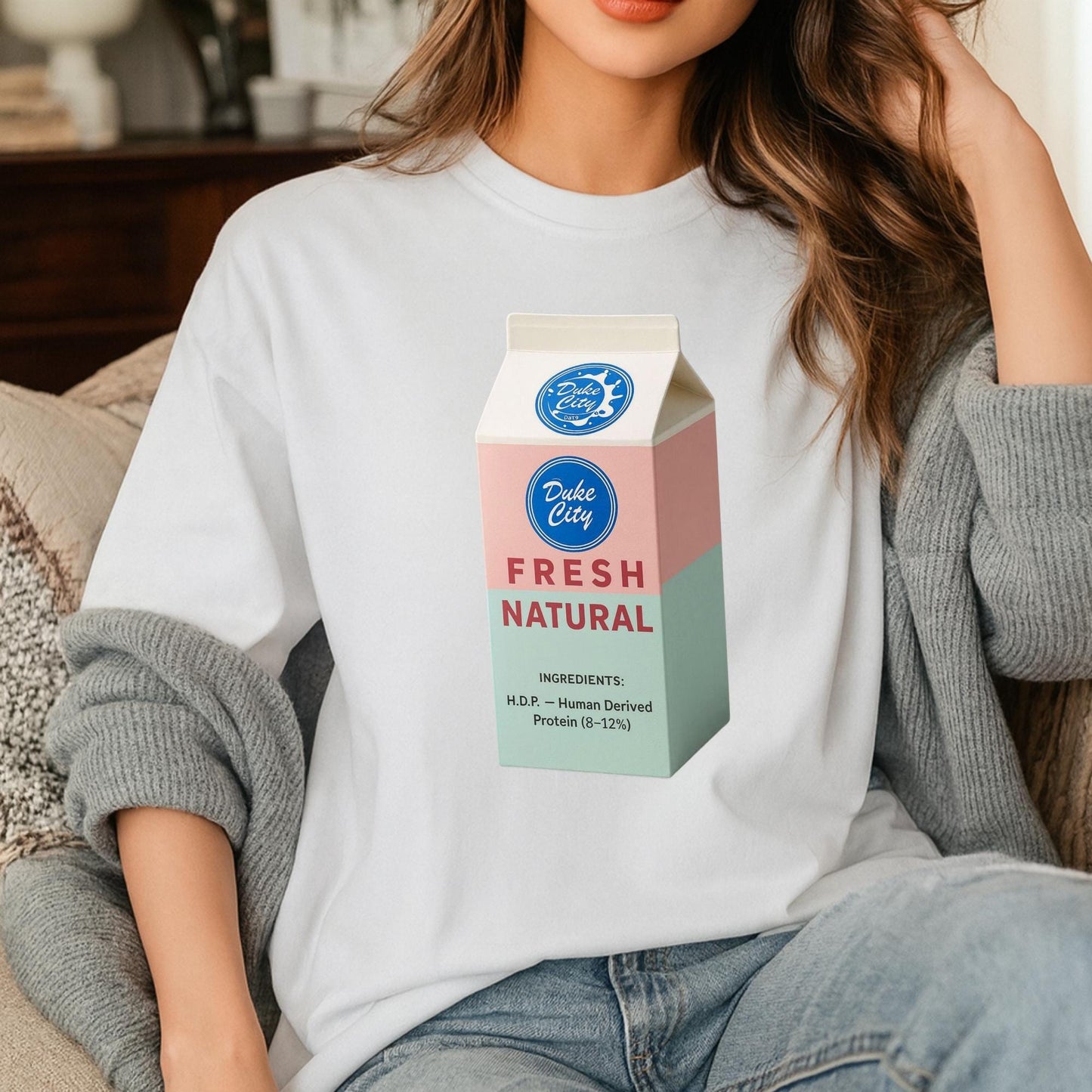 Pluribus HDP Milk Carton T-Shirt, Human-Derived Protein (HDP) Design, Pluribus Series Fan Shirt, John Cena Cameo Tee, Dark Sci-Fi TV Shirt