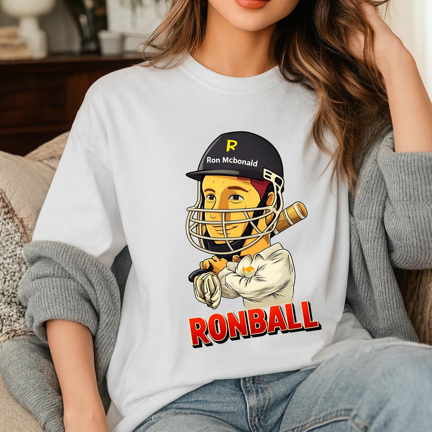 Ronball Shirt, Ron Mcbonald Cricket T Shirt, Funny Cricket Player Tee, Sports Parody Graphic Shirt, Unisex Statement Tee