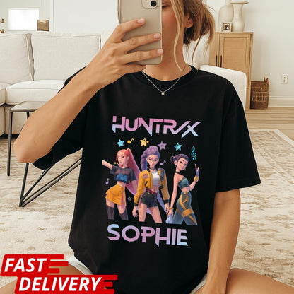 HUNTRX Sophie T-Shirt, Gamer Girl Anime Style Tee, Kpop Aesthetic Shirt, Virtual Idol Graphic Tee, Cool Pop Star Character Shirt