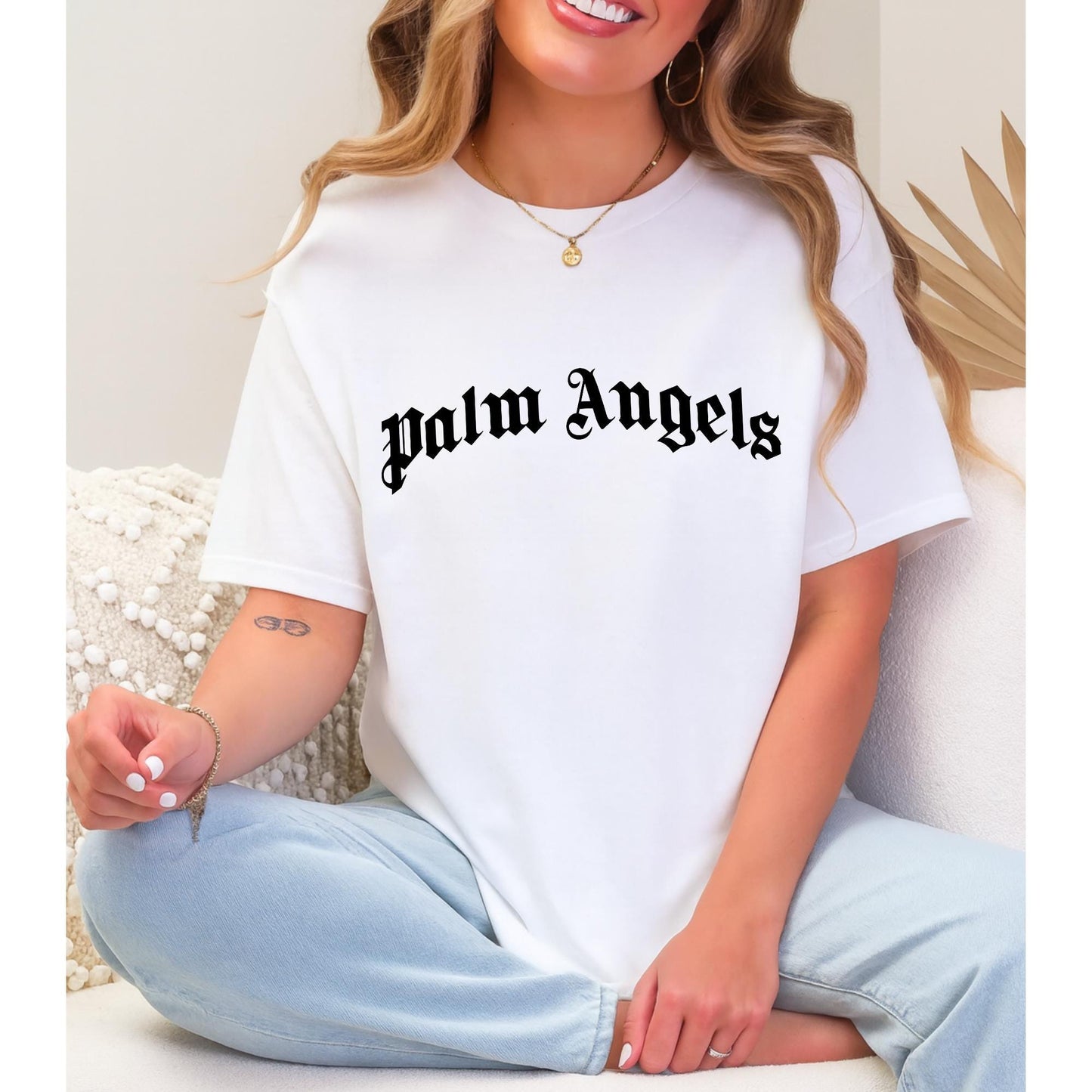 Palm Angels Inspired Oversized Sweatshirt, Gothic Font Streetwear