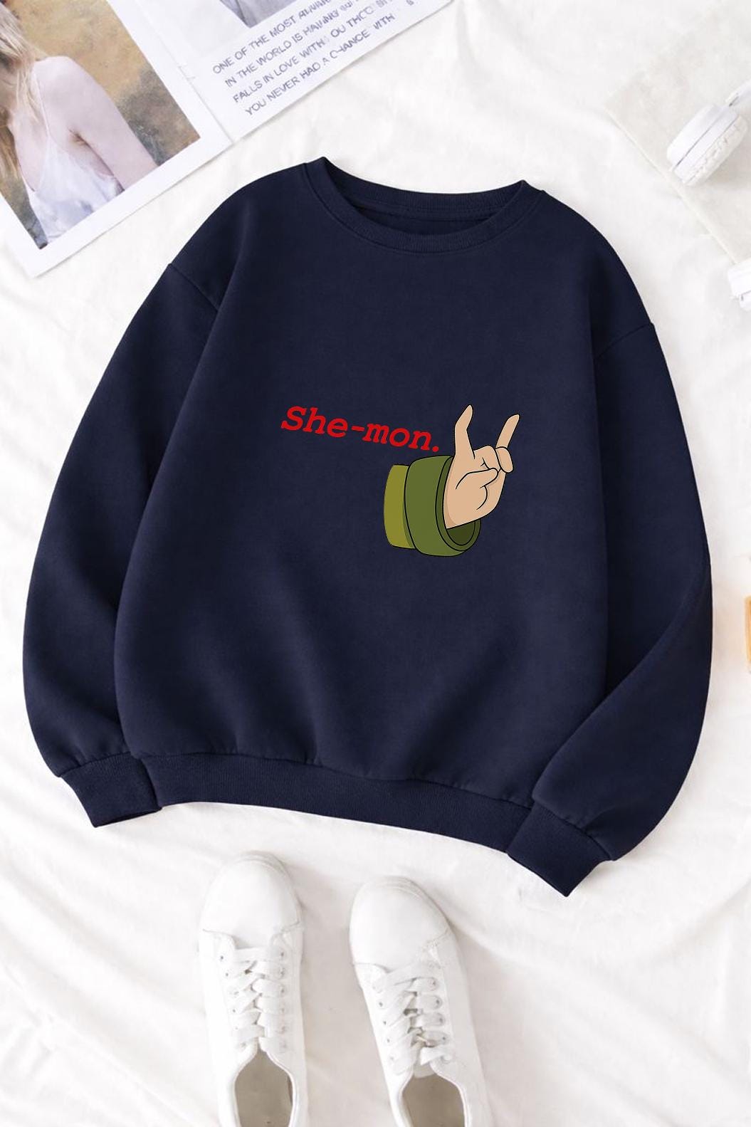 Haunted Hotel She-mon Shirt, Horror Comedy T-Shirt, Funny Dark Humor Tee, Cartoon Hand Gesture Shirt, Unisex Graphic Tee