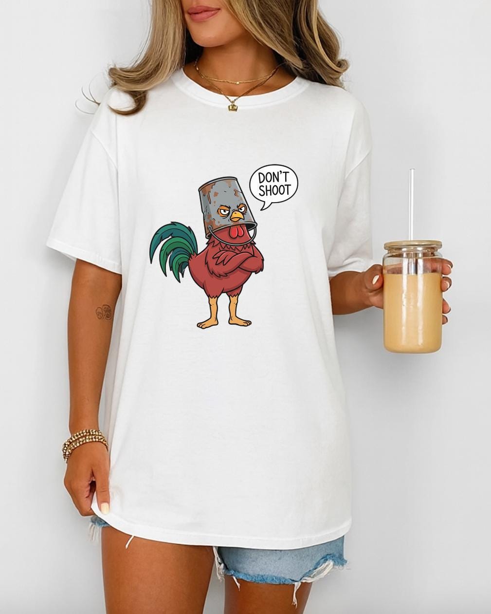 Arc Raiders Funny T Shirt, Don’t Shoot Gamer Meme Tee, Arc Raiders Chicken Shirt, Sarcastic Arcade Graphic TShirt, Unisex Gamer Tee