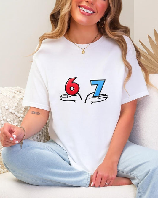 Six Seven Meme T Shirt, 6 7 Hands Funny TShirt, Viral Number Meme Tee, Minimal Humor Shirt, Internet Joke Unisex Tee, 6 7 Vibe, 67 Tshirt