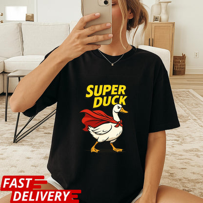 Super Duck Shirt, Funny Cartoon Duck T-Shirt, Superhero Animal Graphic Tee, Cute Comic Duck Tee, Gift for Duck Lovers, Silly Animal Shirt