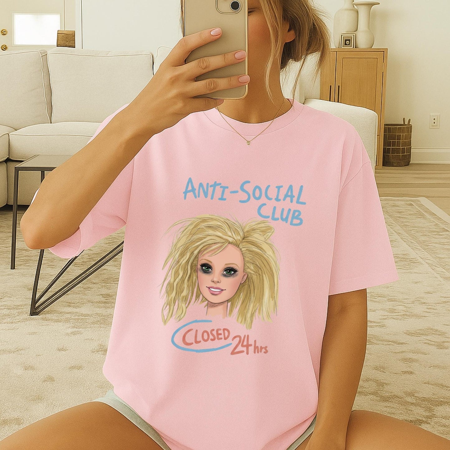 Anti Social Club Barbie Meme T-Shirt, Messy Barbie Head Tee, Funny Barbie Parody Shirt, Closed 24hrs Graphic Top, Barbiecore Aesthetic Tee