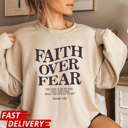 Faith Over Fear Shirt, Christian Scripture Tee, Bible Verse Psalms 118:6 Shirt, Inspirational Jesus Shirt, Religious Gift Tee