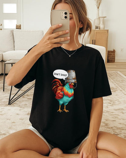 Arc Raiders Don’t Shoot T Shirt, Dont Shoot Funny Chicken Tee, Arc Raiders Inspired Graphic Shirt, Sarcastic Gamer Meme TShirt