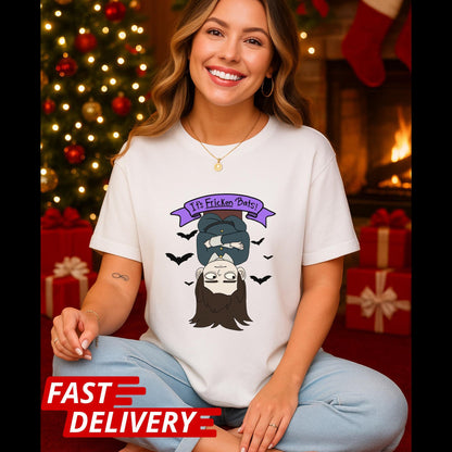 Haunted Hotel Abaddon Cartoon Inspired Custom T-shirt Dark Anime Horror Tee, Gothic Demon Graphic Shirt, Its Fricken Bats T Shirt