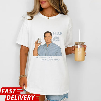 Pluribus HDP T-Shirt, John Cena Human Derived Protein Shirt, Pluribus Series Iconic Scene Tee, Sci-Fi Dark Humor Unisex Shirt