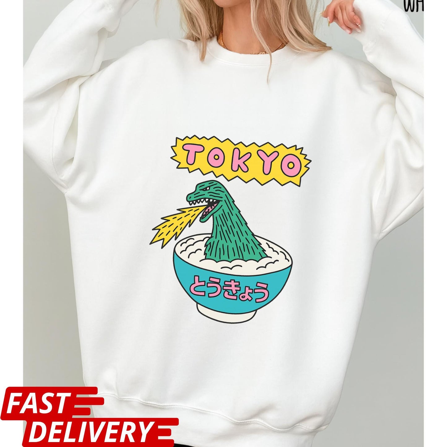 Tokyo Ramen Monster Shirt, Funny Japanese Food T-Shirt, Godzilla Noodle Bowl Tee, Kawaii Japan Graphic Tee, Cool Tokyo Streetwear