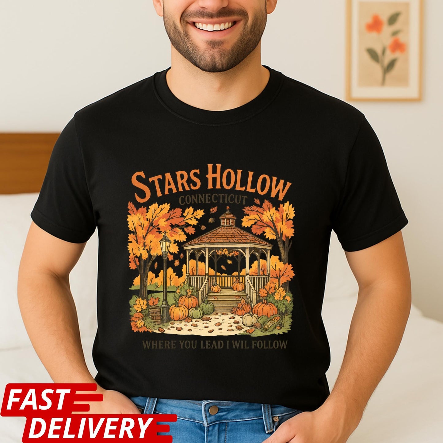 Stars Hollow Shirt, Gilmore Girls Fall T-Shirt, Cozy Autumn Tee, Town Gazebo Scene, TV Show Fan Merch, Pumpkin Spice Vibes, Connecticut Tee