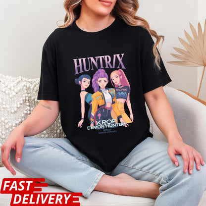 Huntrix Kpop Demon Hunters Shirt, Anime Girl Group Tee, Virtual Idol Graphic T-Shirt, Cute Kpop Merch Gift, Stylish Korean Pop Top