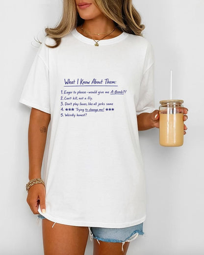 Pluribus Carol Quote Shirt, What I Know About Them Tee, Dark Humor Sci Fi Fan Shirt, Minimal Quote T Shirt