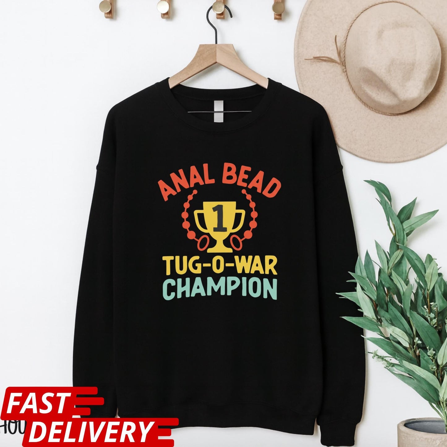 Funny Adult Shirt, Anal Bead Tug-O-War Champion Tee, Naughty Humor Shirt, Gag Gift T-Shirt, Adult Novelty Tee, Funny Party Shirt
