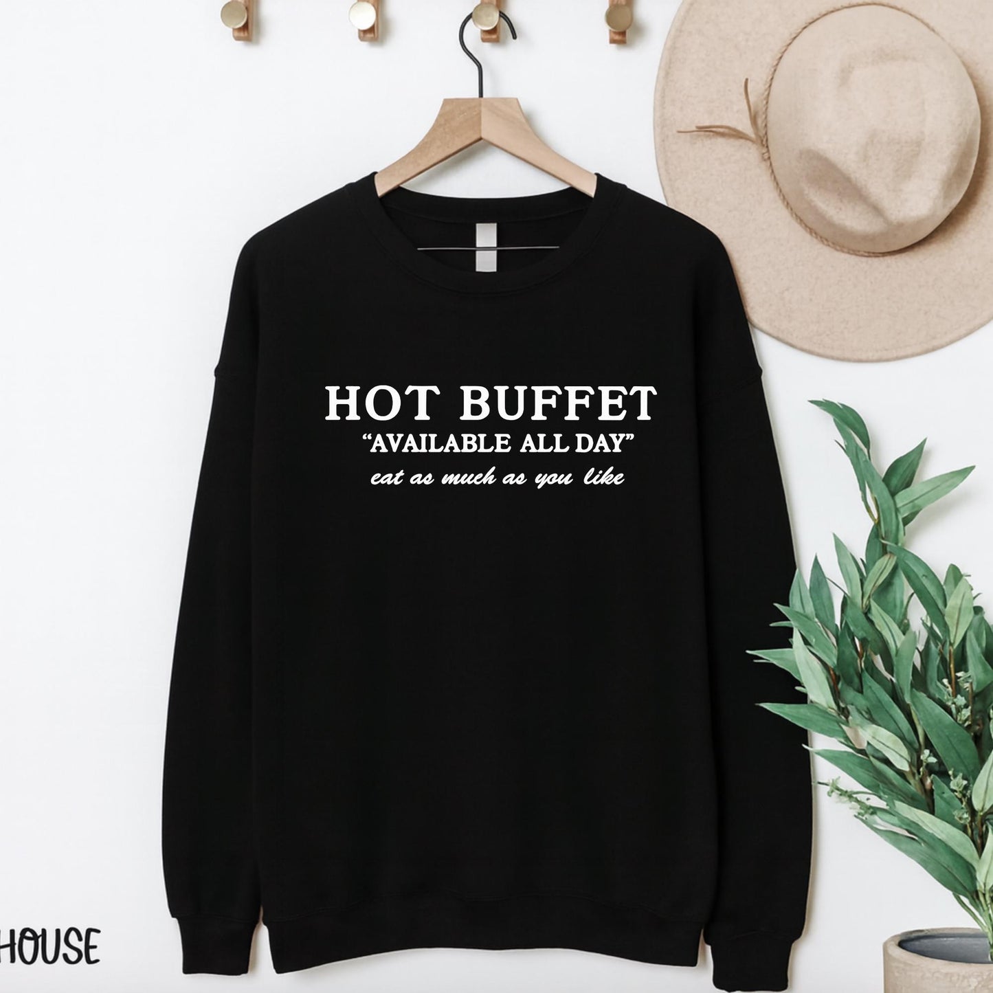 Hot Buffet Available All Day Shirt, Funny Text T Shirt, Meme Quote Tee, Y2K Humor Graphic Shirt Gift