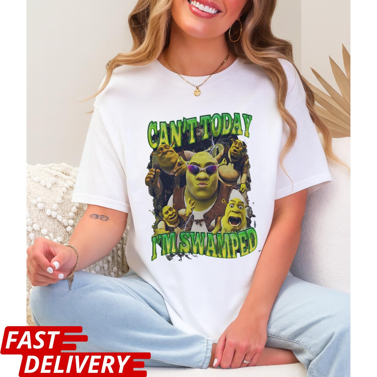 Funny Shrek Meme Shirt: Can't Today I'm Swamped, Funny Meme Shirt, Can't Today I'm Swamped Tee, Chaotic Humor Graphic Tee, Cartoon T-Shirt