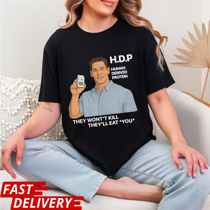 Pluribus HDP T-Shirt, John Cena Human Derived Protein Shirt, Pluribus Series Iconic Scene Tee, Sci-Fi Dark Humor Unisex Shirt