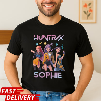HUNTRX Sophie T-Shirt, Gamer Girl Anime Style Tee, Kpop Aesthetic Shirt, Virtual Idol Graphic Tee, Cool Pop Star Character Shirt