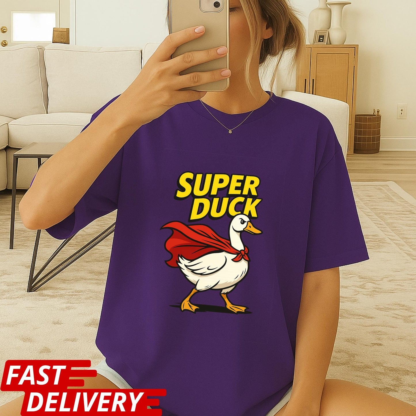 Super Duck Shirt, Funny Cartoon Duck T-Shirt, Superhero Animal Graphic Tee, Cute Comic Duck Tee, Gift for Duck Lovers, Silly Animal Shirt