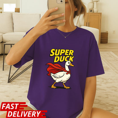 Super Duck Shirt, Funny Cartoon Duck T-Shirt, Superhero Animal Graphic Tee, Cute Comic Duck Tee, Gift for Duck Lovers, Silly Animal Shirt