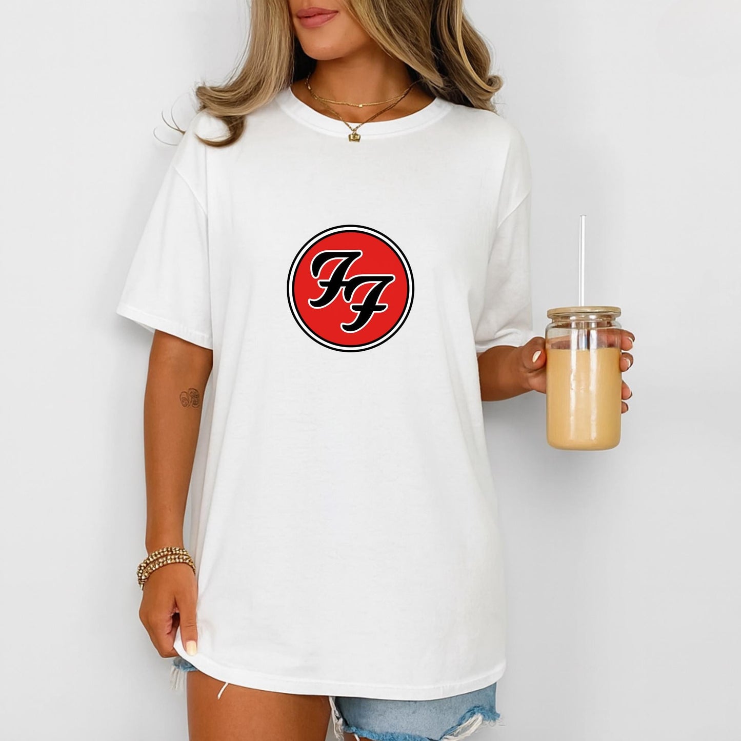 Iconic Rock Band Logo T-Shirt, Grunge Music Fan Tee, Vintage Style Concert Shirt, Foo Fighters Inspired Merch, FF Circle Tee, Unisex Gift