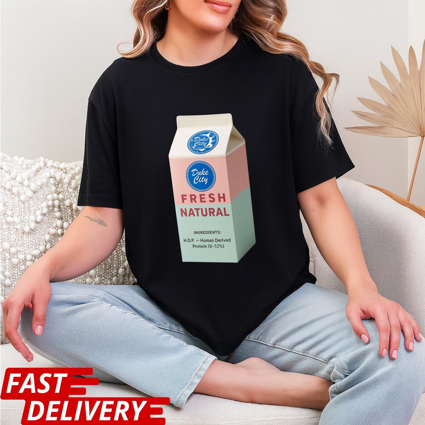 Pluribus HDP Milk Carton T-Shirt, Human-Derived Protein (HDP) Design, Pluribus Series Fan Shirt, John Cena Cameo Tee, Dark Sci-Fi TV Shirt