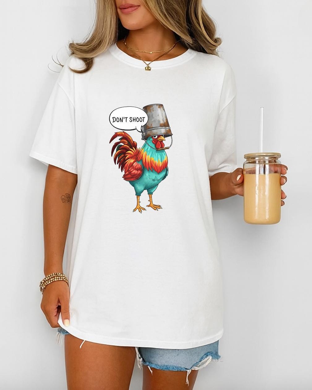 Arc Raiders Don’t Shoot T Shirt, Dont Shoot Funny Chicken Tee, Arc Raiders Inspired Graphic Shirt, Sarcastic Gamer Meme TShirt