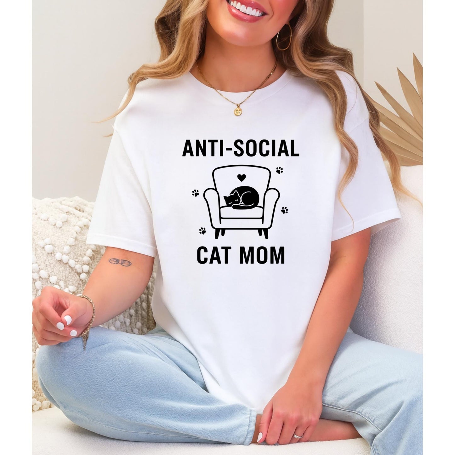 Anti Social Cat Mom T-Shirt, Funny Cat Lover Tee, Introvert Cat Mom Shirt, Cute Cozy Cat Graphic Top, Gift for Cat Moms, Funny Cat Shirt
