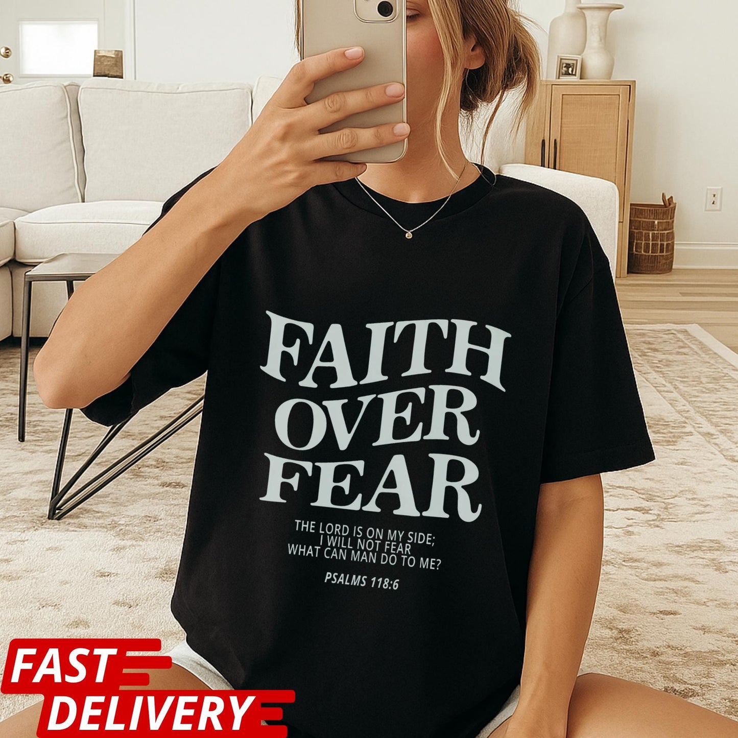 Faith Over Fear Shirt, Christian Scripture Tee, Bible Verse Psalms 118:6 Shirt, Inspirational Jesus Shirt, Religious Gift Tee