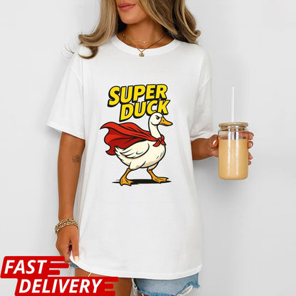 Super Duck Shirt, Funny Cartoon Duck T-Shirt, Superhero Animal Graphic Tee, Cute Comic Duck Tee, Gift for Duck Lovers, Silly Animal Shirt