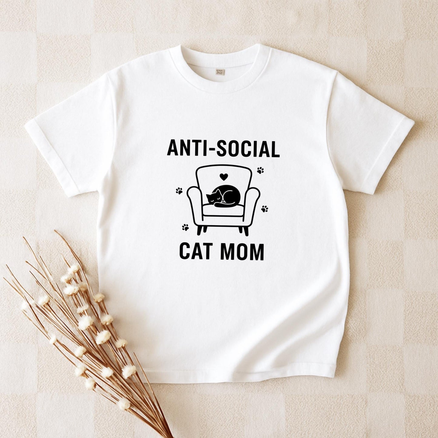 Anti Social Cat Mom T-Shirt, Funny Cat Lover Tee, Introvert Cat Mom Shirt, Cute Cozy Cat Graphic Top, Gift for Cat Moms, Funny Cat Shirt