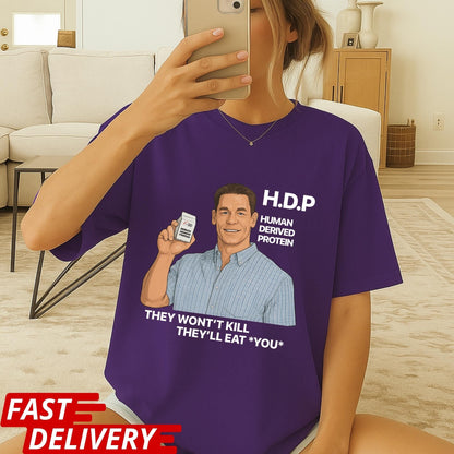 Pluribus HDP T-Shirt, John Cena Human Derived Protein Shirt, Pluribus Series Iconic Scene Tee, Sci-Fi Dark Humor Unisex Shirt