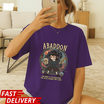 High Prince Of The Black Realm, This Vessel Requires Fruit Loops Tee, Haunted Hotel Abaddon Cartoon Inspired Custom T-shirt Dark Horror Tee