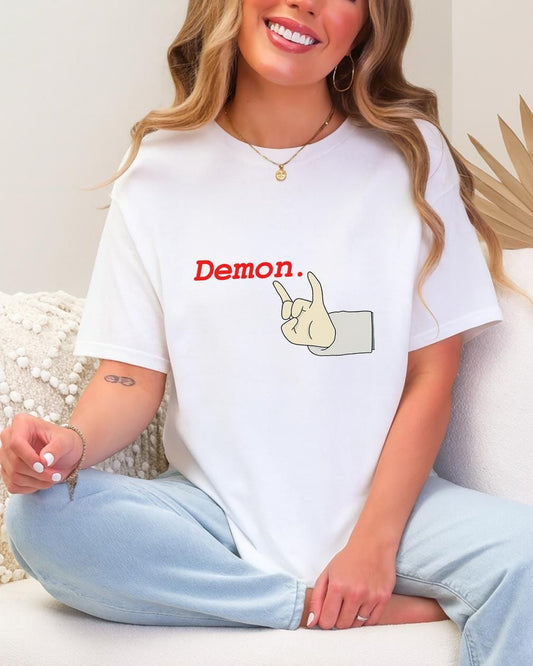 Demon She-mon Shirt – Haunted Hotel Meme Tee, Y2K Horror Quote T-Shirt, Funny Dark Humor Graphic Tee