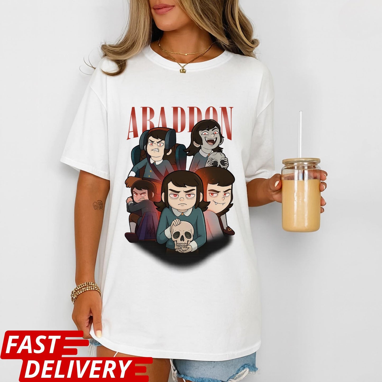 Abaddon Shirt, Haunted Hotel Cartoon T Shirt, Dark Gothic Graphic Tee, Spooky Demon Illustration, Unisex Meme Shirt