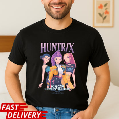 Huntrix Kpop Demon Hunters Shirt, Anime Girl Group Tee, Virtual Idol Graphic T-Shirt, Cute Kpop Merch Gift, Stylish Korean Pop Top