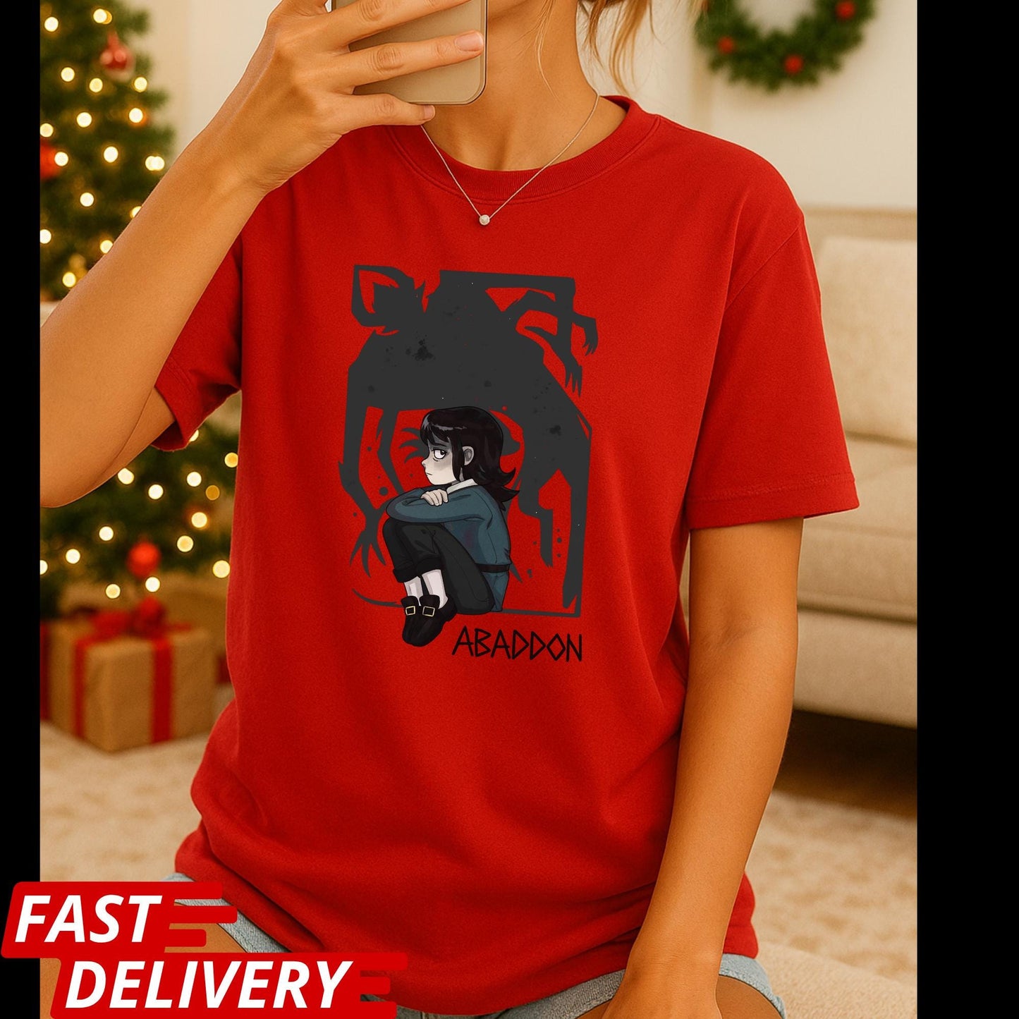 Haunted Hotel Abaddon Cartoon Inspired Custom T-shirt Dark Anime Horror Tee, Gothic Demon Graphic Shirt, Occult Art Aesthetic TShirt