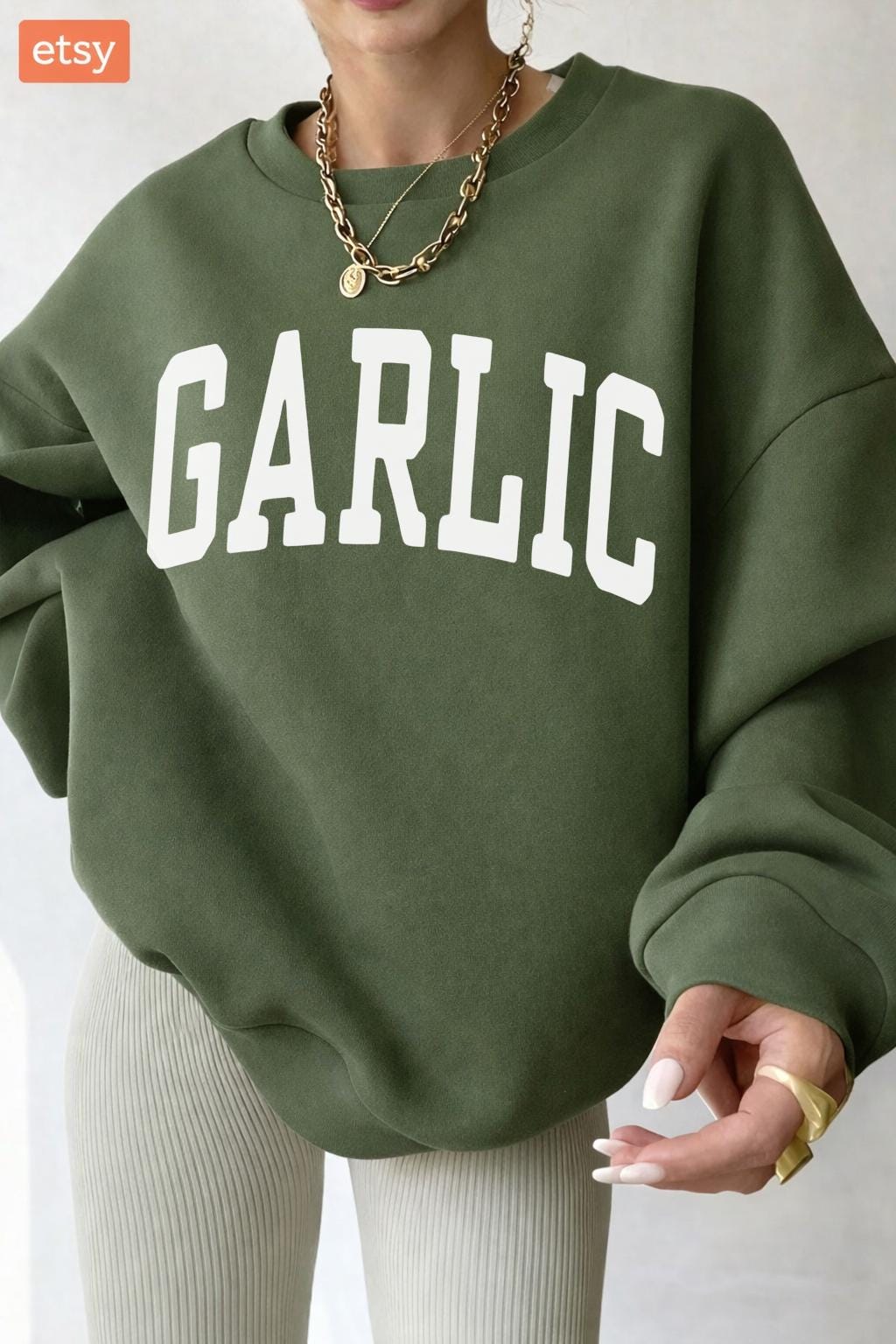 Garlic Shirt, Garlic Sweatshirt, Collegiate Crewneck Sweater, Christmas Gift for Italian Food Fans, Trendsetters and Fun Hoodie